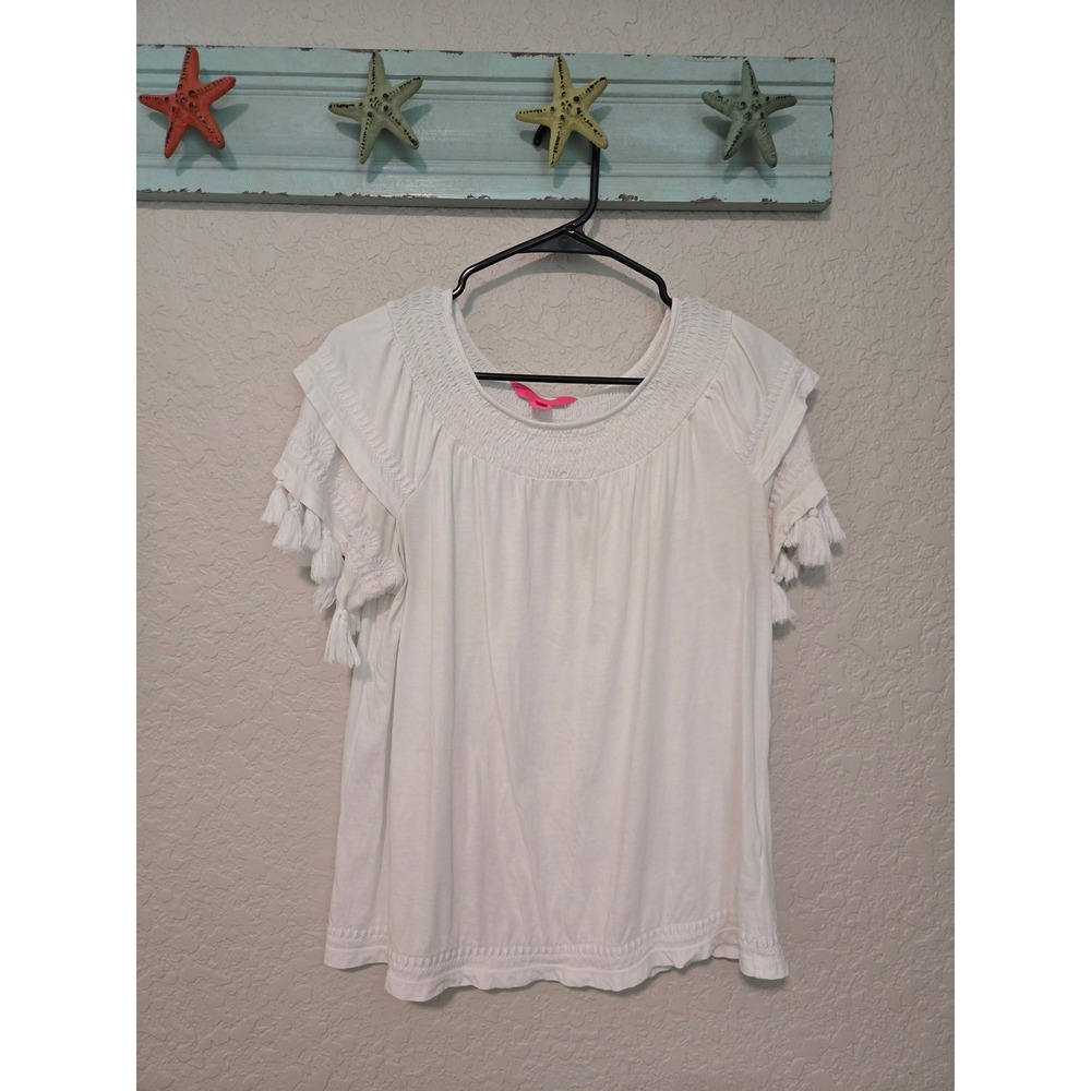 Lilly Pulitzer White Tee with Tassels